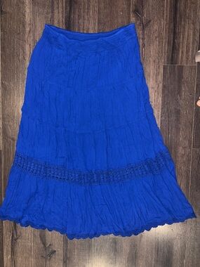 Chico's Cobalt Blue Crochet-Trim Maxi Skirt
